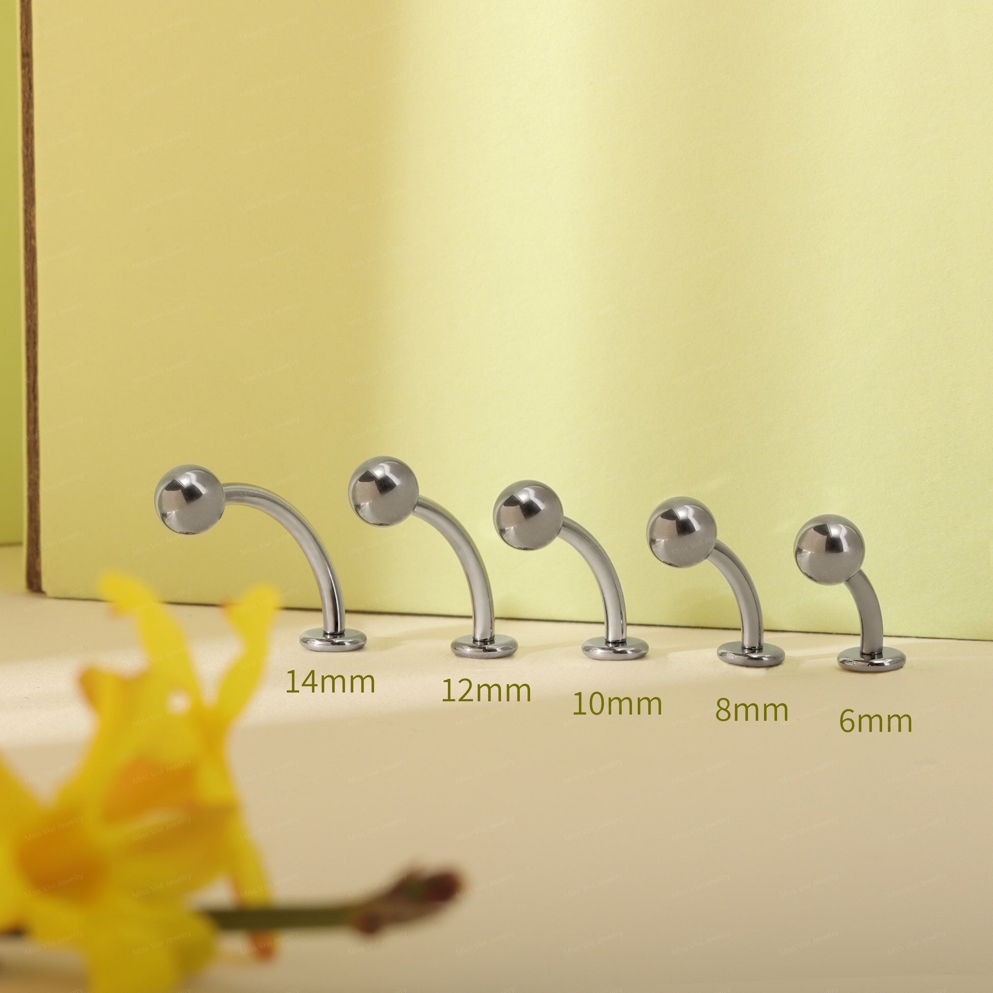 14G  F136 Titanium Tiny Ball Fat Floating Belly Ring| Internally Threading Belly Bar| Minimalism Belly Ring| Navel Ring 6/8/10/12/14mm Miss Vivi Jewelry