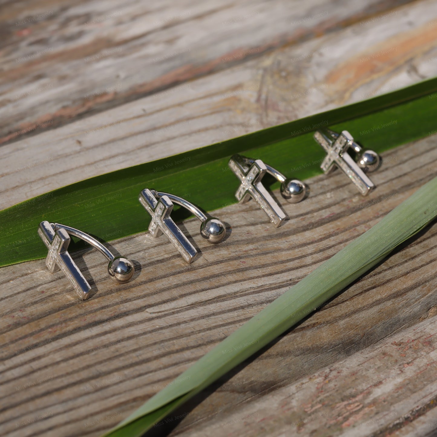 14G Cross Sterling Silver Belly Button Ring/ Belly Button Jewelry/ Silver Navel Belly Bar/ BellyJewelry/Never Getting Green  1.6*6/8/10/12mm Miss Vivi Jewelry