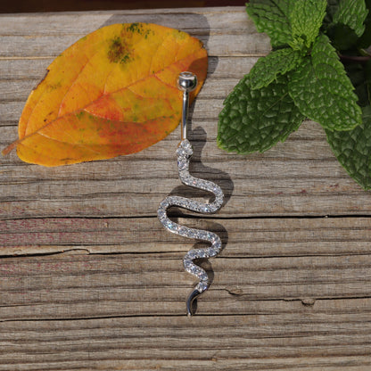 14G Sterling Silver Snake Belly Button Ring| Fresh Belly Piercing Jewelry| Sensitive Skin Jewelry| Navel Barbell Ring Silver|1.2*6/8/10/12mm Miss Vivi Jewelry