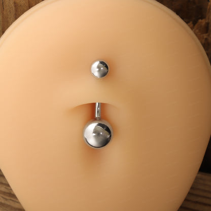 14G Sterling Silver Minimal Ball Belly Button Ring|Waterproof Belly Bar|Never Getting Green Belly Ring|Fresh piercing navel jewelry 6/8/10/12mm Miss Vivi Jewelry