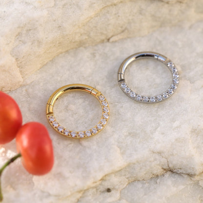18G 316L Steel Crystal Nose Ring Clicker/ Nose Ring Hoop/ Hinged Nose Clicker/ Nostril Hoop Steel/ Silver Nose Hoop/Nose Piercing 1.0*8/10mm