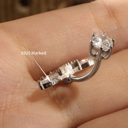 14G Sterling Silver CZ Belly Button Ring| Horse Eye Shaped CZ Belly ring| Waterproof Belly Bar| Fresh piercing navel jewelry 1.6*6/8/10/12mm Miss Vivi Jewelry