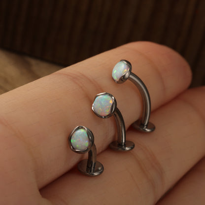 14G ASTM F136 Titanium Fat Floating Belly Ring| Internally Threading Belly Bar| Opal Belly Button Ring| Comfortable Navel Ring 8/10/12mm Miss Vivi Jewelry