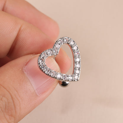 14G 316L Steel Reverse Heart Belly ring| Heart Navel Ring| CZ Belly Ring| Steel Belly Button Ring| Belly Piercing| Belly Barbell| Belly ring Miss Vivi Jewelry