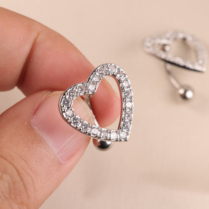 14G 316L Steel Reverse Heart Belly ring| Heart Navel Ring| CZ Belly Ring| Steel Belly Button Ring| Belly Piercing| Belly Barbell| Belly ring Miss Vivi Jewelry