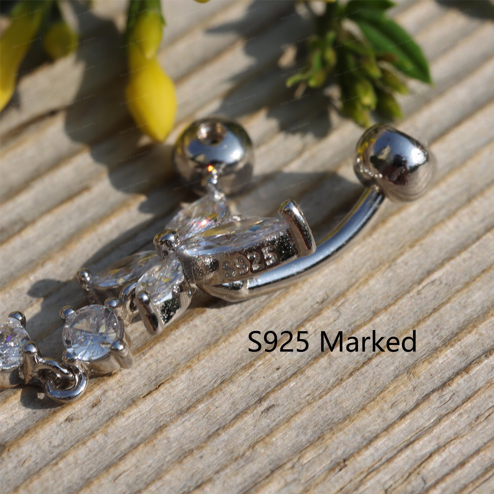 14G Sterling Silver Butterfly Dangle Belly Button Ring/ Waterproof Belly Bar/ Never Getting Green Belly Ring/ Fresh piercing navel jewelry Miss Vivi Jewelry