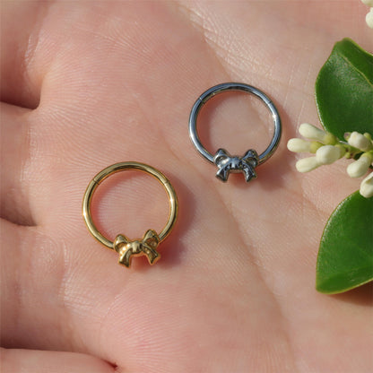 16G ASTM F136 Titanium Bow Tie Septum Ring/ Fresh Piercing Hinged Ring/ Hypoallergenic Septum/ Waterproof Jewelry/ Titanium Septum1.2*8/10mm
