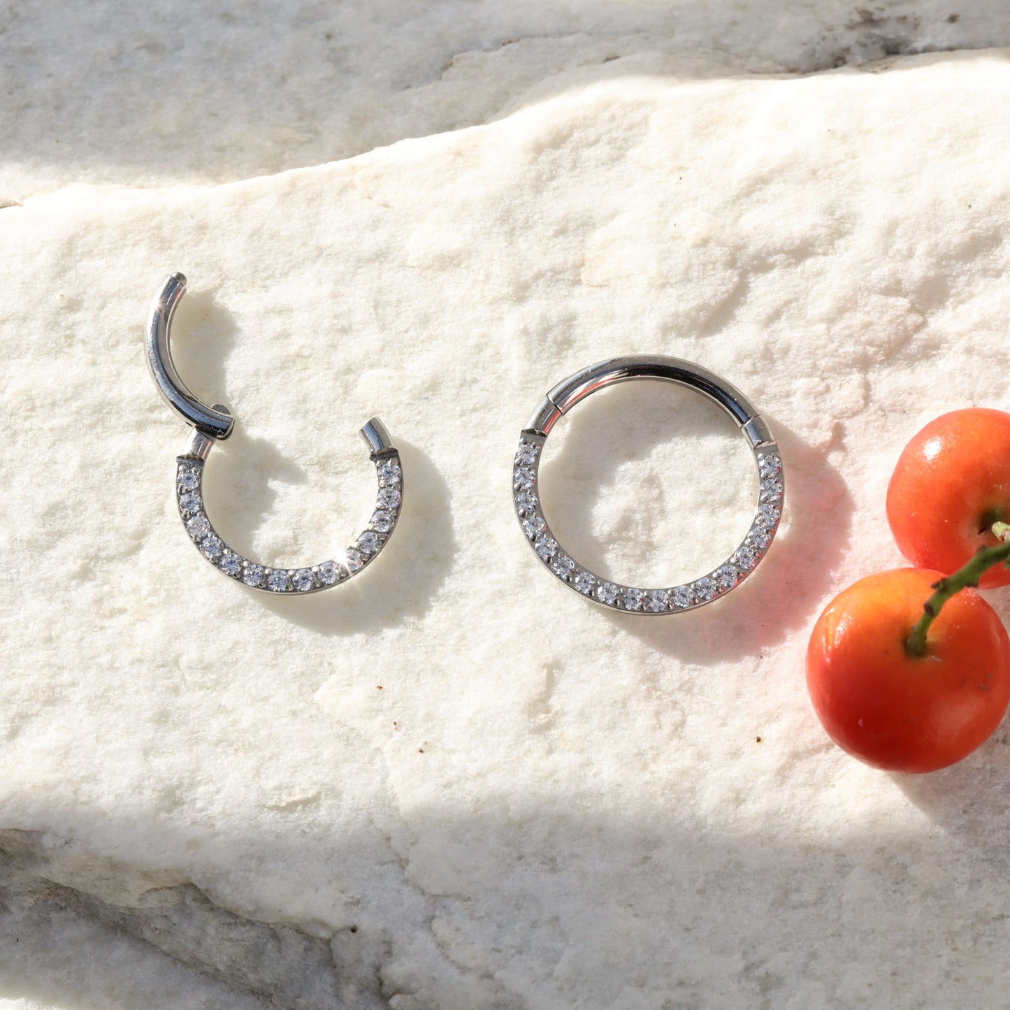 18G 316L Steel Crystal Nose Ring Clicker/ Nose Ring Hoop/ Hinged Nose Clicker/ Nostril Hoop Steel/ Silver Nose Hoop/Nose Piercing 1.0*8/10mm