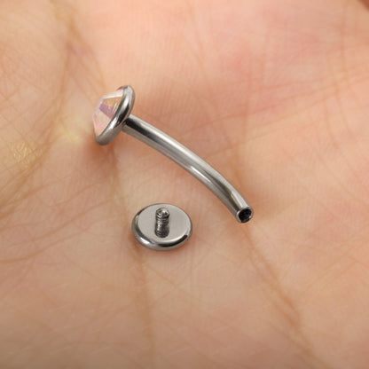 14G  F136 Titanium Iridescent CZ Fat Floating Belly Ring| Internally Threading Belly Bar| AB CZ Belly Button Ring| Navel Ring 6/8/10/12/14mm Miss Vivi Jewelry