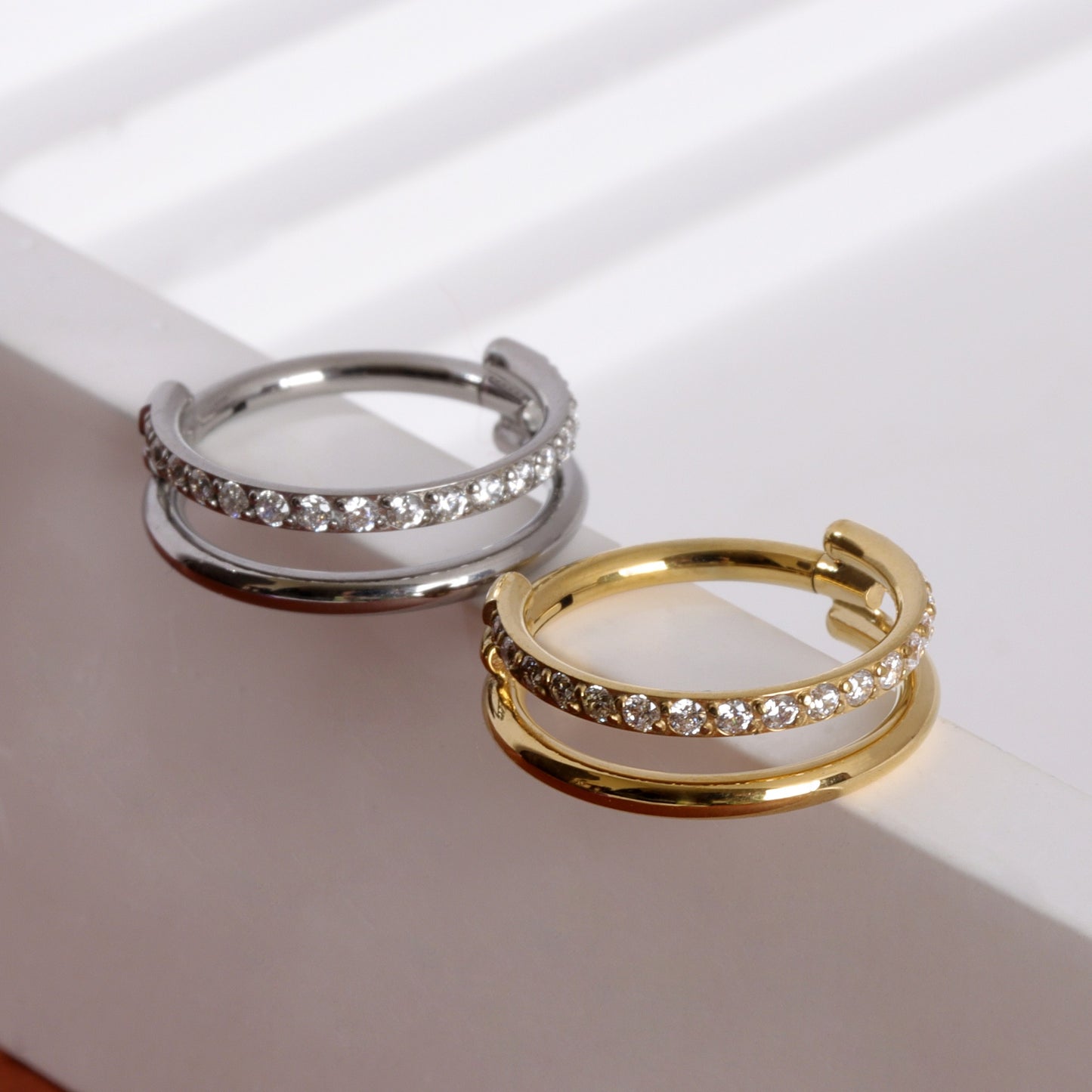 Double Line CZ Septum Ring