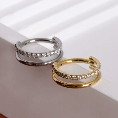 Double Line CZ Septum Ring
