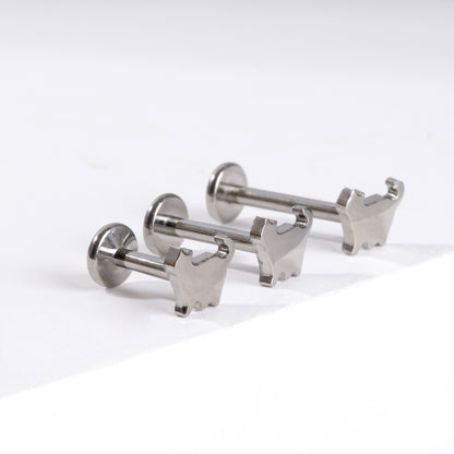 F-136 Titanium Cute Cat Stud Earring, 1.2*6/8/10mm, Internally Threaded Stud, Flat Back Earring, Cartilage Stud, Tragus Stud, Gift Packaged