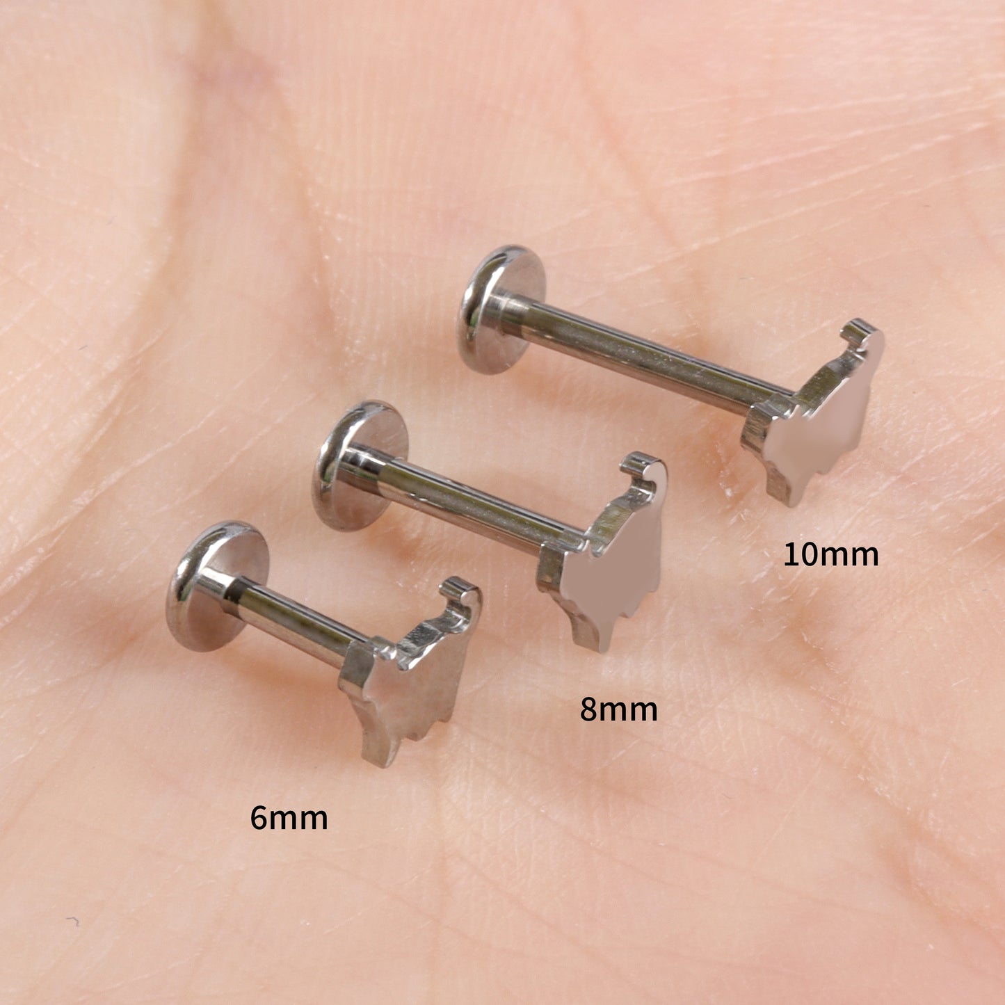 F-136 Titanium Cute Cat Stud Earring, 1.2*6/8/10mm, Internally Threaded Stud, Flat Back Earring, Cartilage Stud, Tragus Stud, Gift Packaged