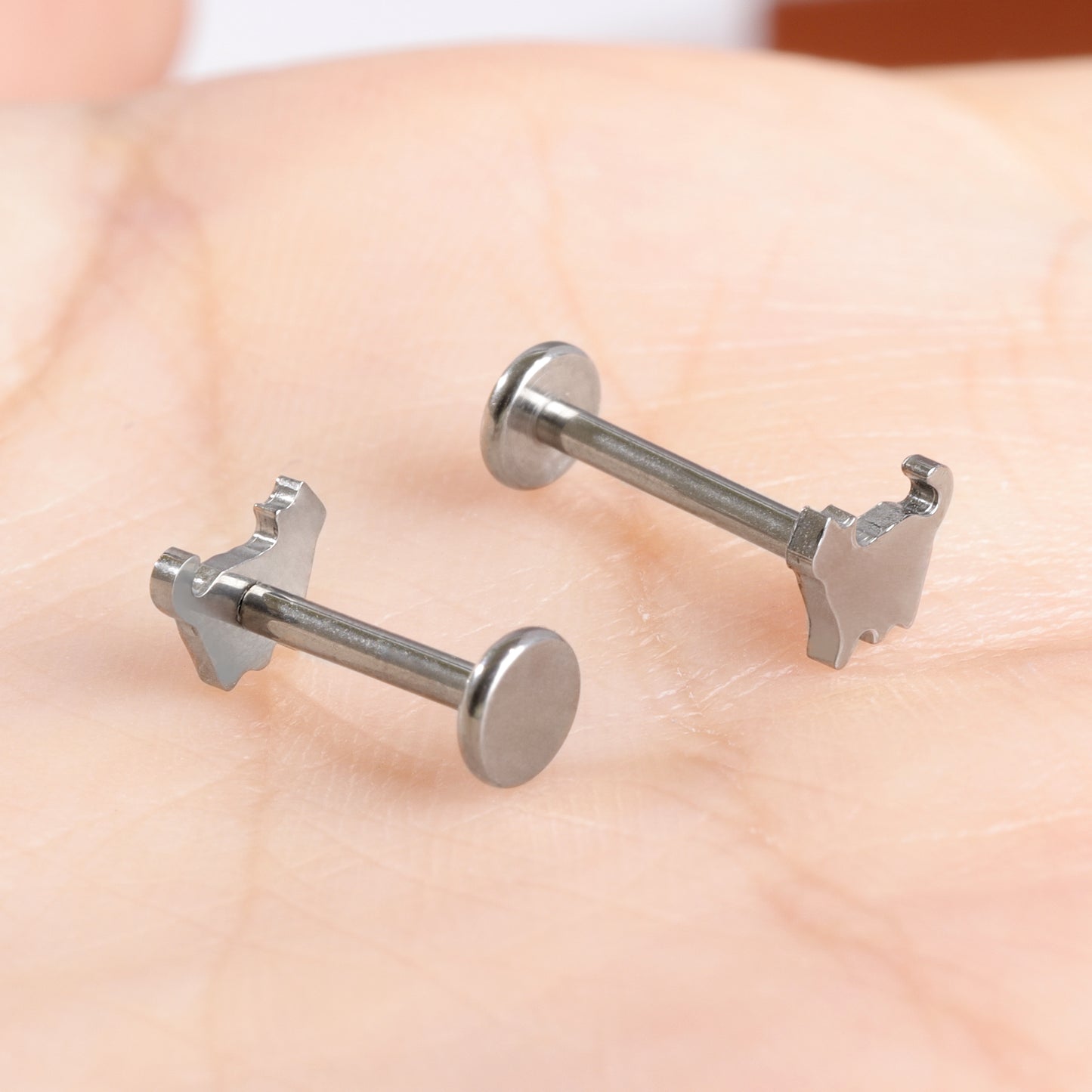 F-136 Titanium Cute Cat Stud Earring, 1.2*6/8/10mm, Internally Threaded Stud, Flat Back Earring, Cartilage Stud, Tragus Stud, Gift Packaged