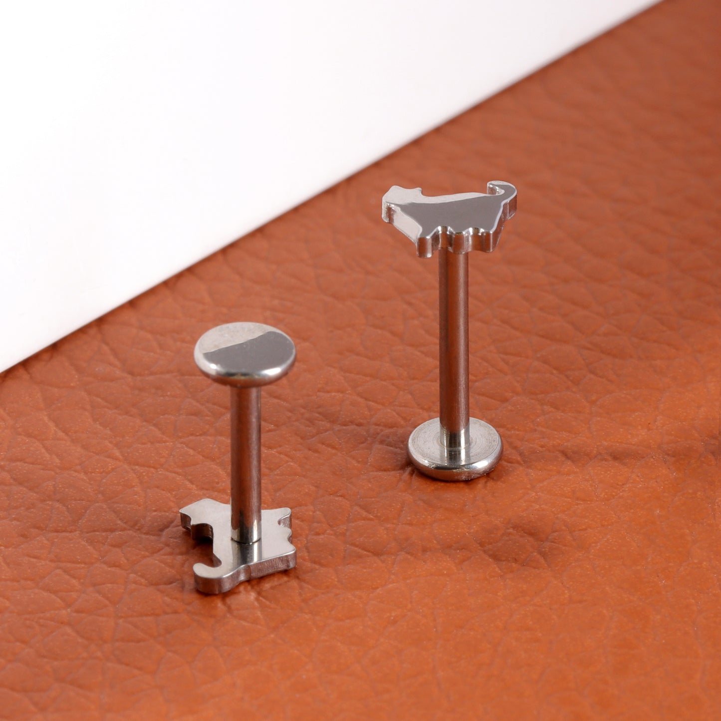 F-136 Titanium Cute Cat Stud Earring, 1.2*6/8/10mm, Internally Threaded Stud, Flat Back Earring, Cartilage Stud, Tragus Stud, Gift Packaged