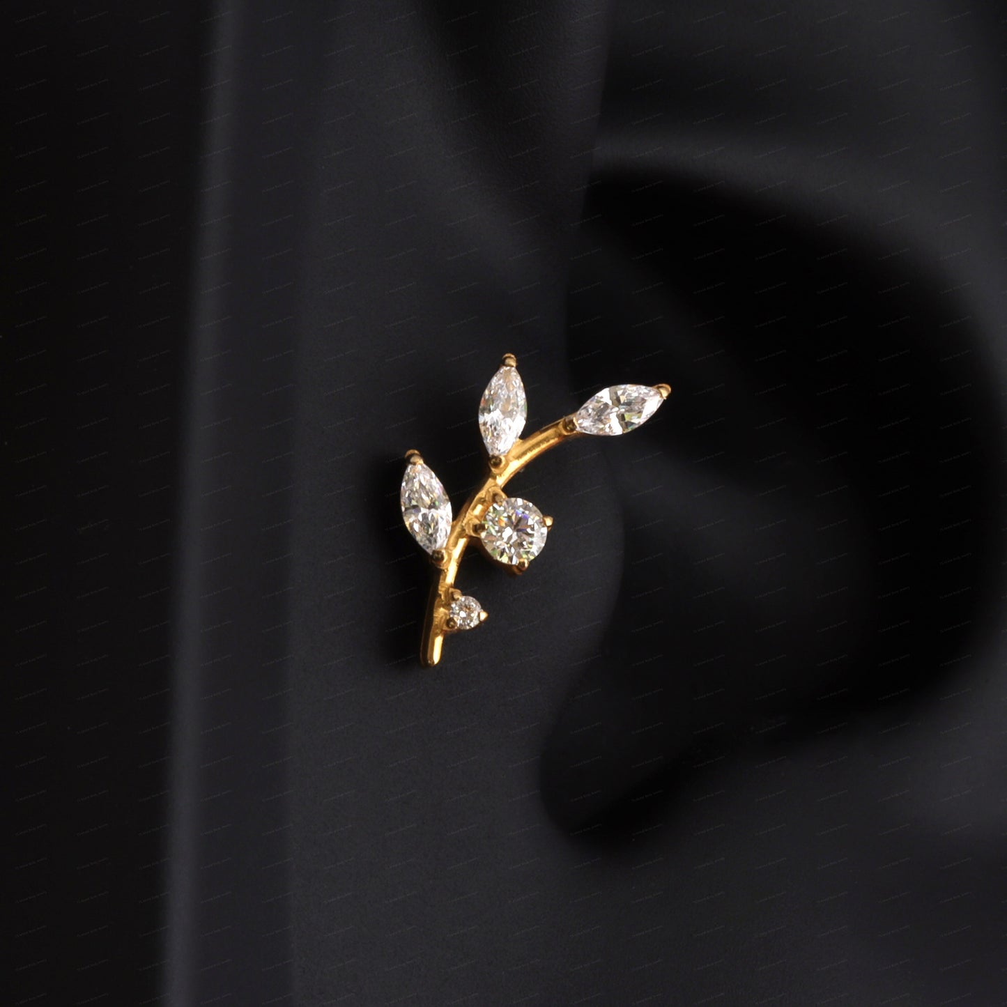 F-136 Titanium Branch Stud Earring, 1.2*6/8mm, Internally Threaded Stud, Flat Back Earring, Cartilage Stud, Tragus Stud, Gift Packaged