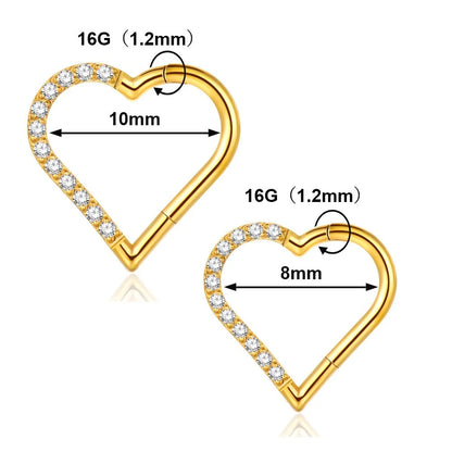 16G F136 Titanium Hinged Heart shaped Daith Earring, Titanium Jewelry, Christmas Gifts, Engagement gifts, Anniversary Gifts, Valentine's Day Miss Vivi Jewelry