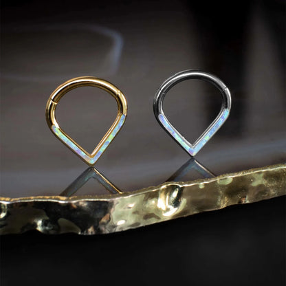 16G 316L Steel Opal Vshaped Septum Ring/ Opal Septum Clicker/ Opal Daith Earring Hoop/ Hinged Septum Ring/ Septum Ring / Septum Piercing Miss Vivi Jewelry