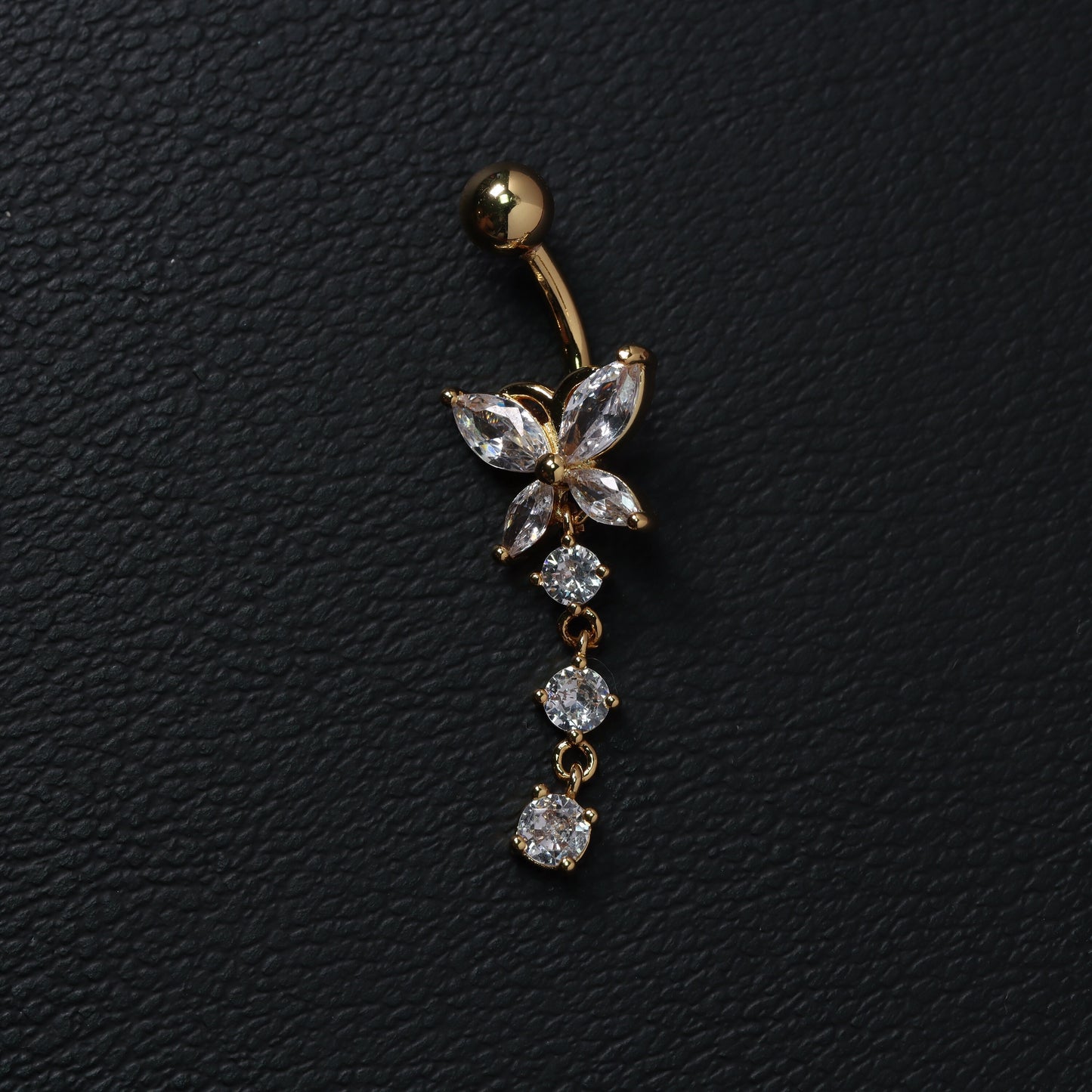 14G Surgical Steel Cystal Butterfly Belly Rings/ Zircon Dangle Navel Ring/ Butterfly Belly Piercing/ Belly Button Bar/ CZ Butterfly Jewelry Miss Vivi Jewelry