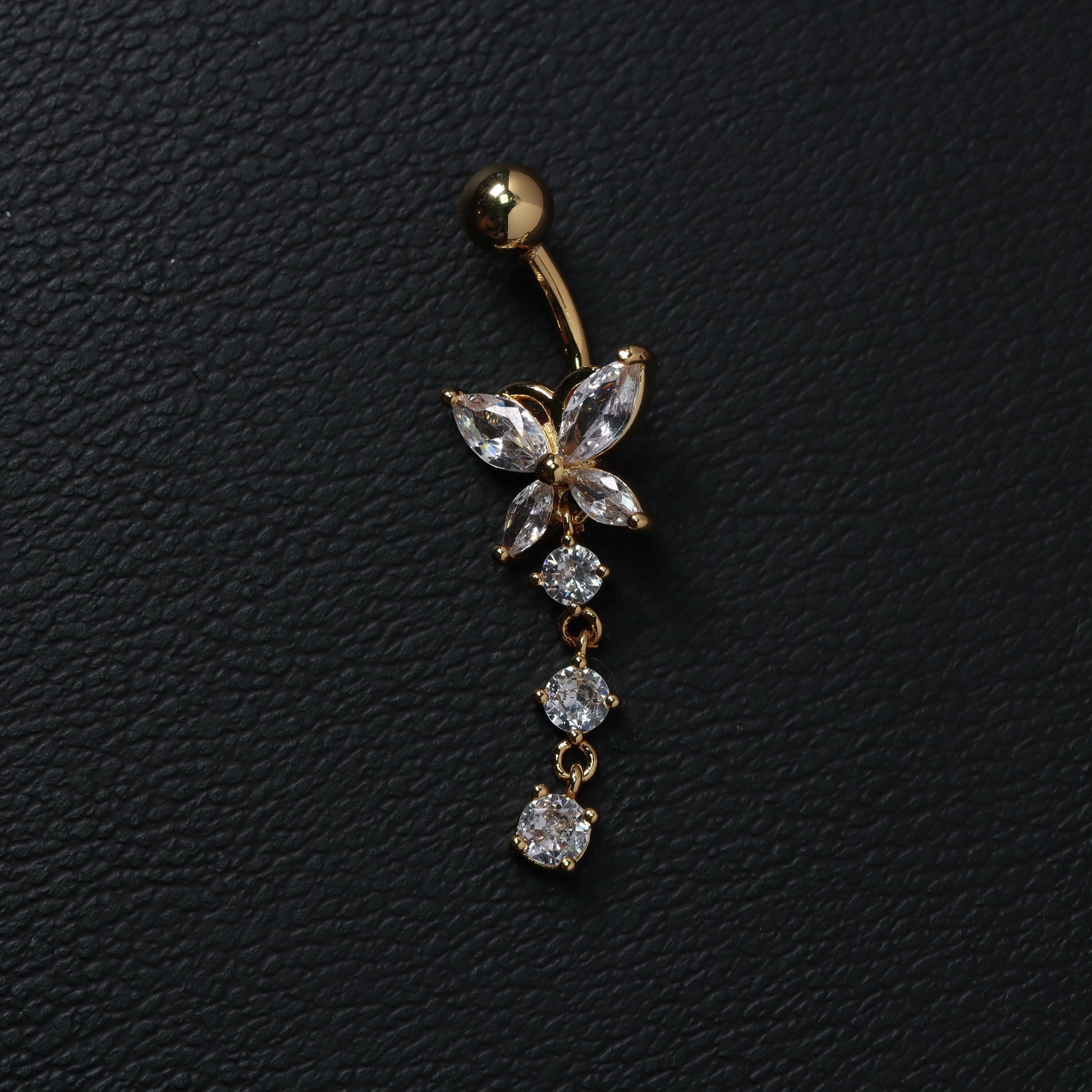 14G Surgical Steel Cystal Butterfly Belly Rings/ Zircon Dangle Navel Ring/ Butterfly Belly Piercing/ Belly Button Bar/ CZ Butterfly Jewelry Miss Vivi Jewelry