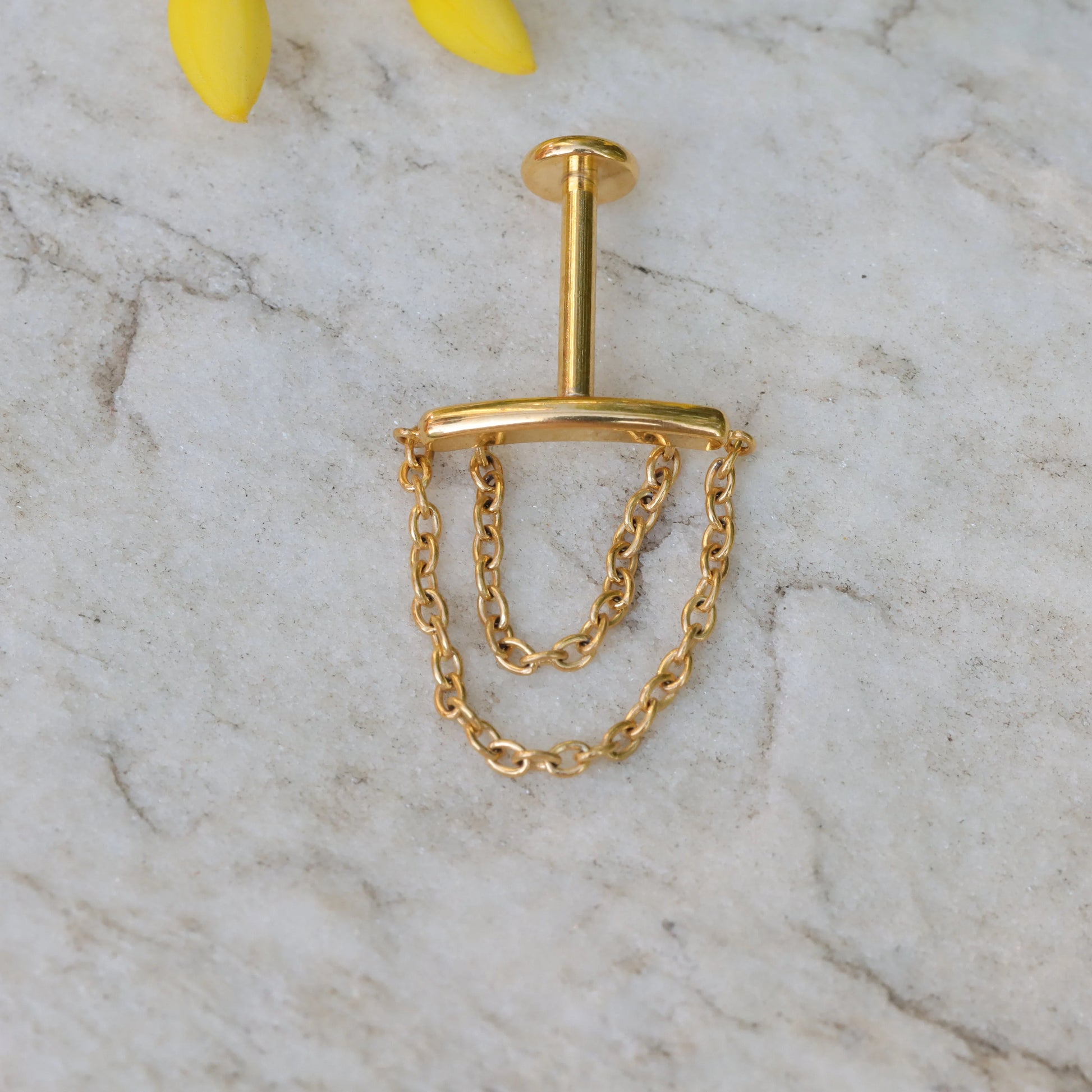 16G ASTM F136 Internally Threaded Hidden Helix Chain/ Flat Back Earring/ Dangle Helix Stud/ Titanium Helix Earring/ 1.2*8mm Silver/ Gold Miss Vivi Jewelry