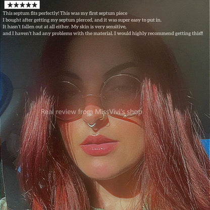16G 316L Surgical Steel Septum Ring/ Hinged Septum Hoop/ Steel Septum Piercing/ Septum Nose Ring/ Goth Septum Ring 1.2*8/10mm Silver Gold Miss Vivi Jewelry