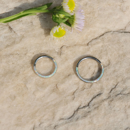 16G Implant Grade Titanium Opal Daith Hoop Earring/ Daith Hinged Hoop/ Daith Clicker Hoop/ Titanium Daith Ring 1.2*8/10mm Miss Vivi Jewelry