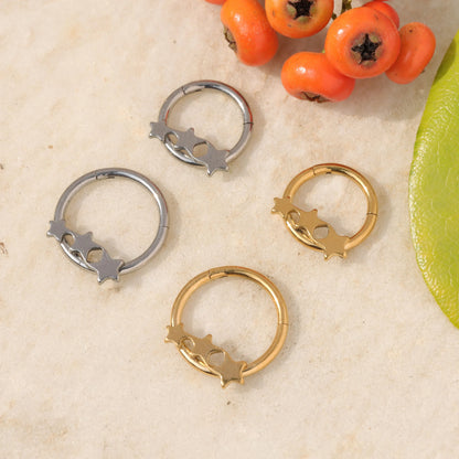 16G Implant Titanium Septum Ring Clicker/ Hinged Septum Hoop/Septum Piercing Hoop/Star Septum Ring/Septum Nose Ring/Silver Septum1.2*8/10mm Miss Vivi Jewelry