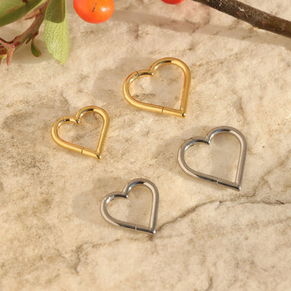 16G Titanium Heart Daith Earring Hoop/ Hinged Daith Earring Gold/ Daith Piercing Jewelry Steel/ Daith Clicker Hoop/ Helix Ring 1.2*8/10mm Miss Vivi Jewelry
