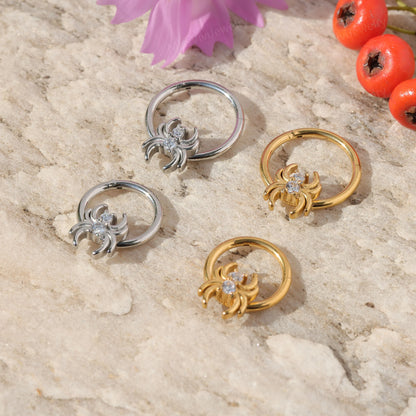 16G 316L Spider Septum Clicker/ Halloween Septum Ring/ Daith Hoop Earring/ Septum Nose Piercing Jewelry/Cartilage Hoop/Septum Hoop1.2*8/10mm Miss Vivi Jewelry