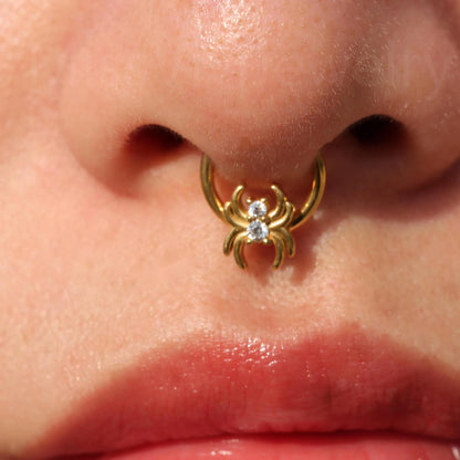 16G 316L Spider Septum Clicker/ Halloween Septum Ring/ Daith Hoop Earring/ Septum Nose Piercing Jewelry/Cartilage Hoop/Septum Hoop1.2*8/10mm Miss Vivi Jewelry