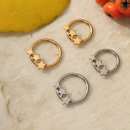 16G Implant Titanium Septum Ring Clicker/ Hinged Septum Hoop/Septum Piercing Hoop/Star Septum Ring/Septum Nose Ring/Silver Septum1.2*8/10mm Miss Vivi Jewelry