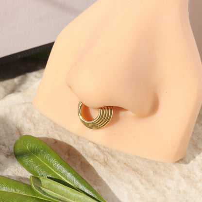 Titanium 5 tier stacked septum ring, hinged septum hoop ring, steel septum clicker, layered hoop earrings, daith hoop earring 1.2*8/10mm Miss Vivi Jewelry