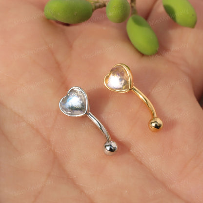 16g Heart Rook Curved Barbell Earring/ Rook Piercing Jewelry/ Rook Earrings Silver/ Rook Barbell Jewelry/ Gold Rook Barbell/ Eyebrow Jewelry Miss Vivi Jewelry
