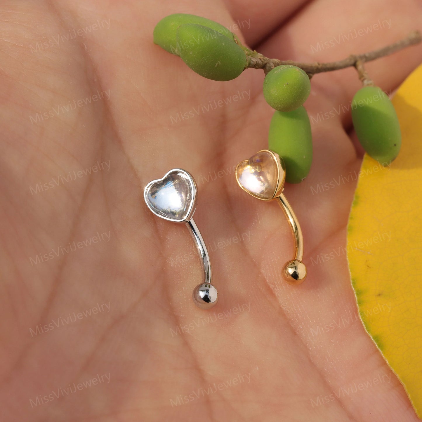 16g Heart Rook Curved Barbell Earring/ Rook Piercing Jewelry/ Rook Earrings Silver/ Rook Barbell Jewelry/ Gold Rook Barbell/ Eyebrow Jewelry Miss Vivi Jewelry