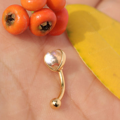 16g Heart Rook Curved Barbell Earring/ Rook Piercing Jewelry/ Rook Earrings Silver/ Rook Barbell Jewelry/ Gold Rook Barbell/ Eyebrow Jewelry Miss Vivi Jewelry