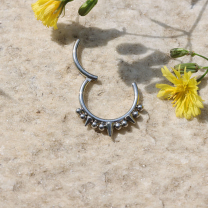16g Surgical Steel Short Spikes Septum Ring/ Hinged Septum Hoop/ Daith Earring Hoop/ Punk Piercing Jewelry/ Steel Septum Ring/Septum jewelry Miss Vivi Jewelry