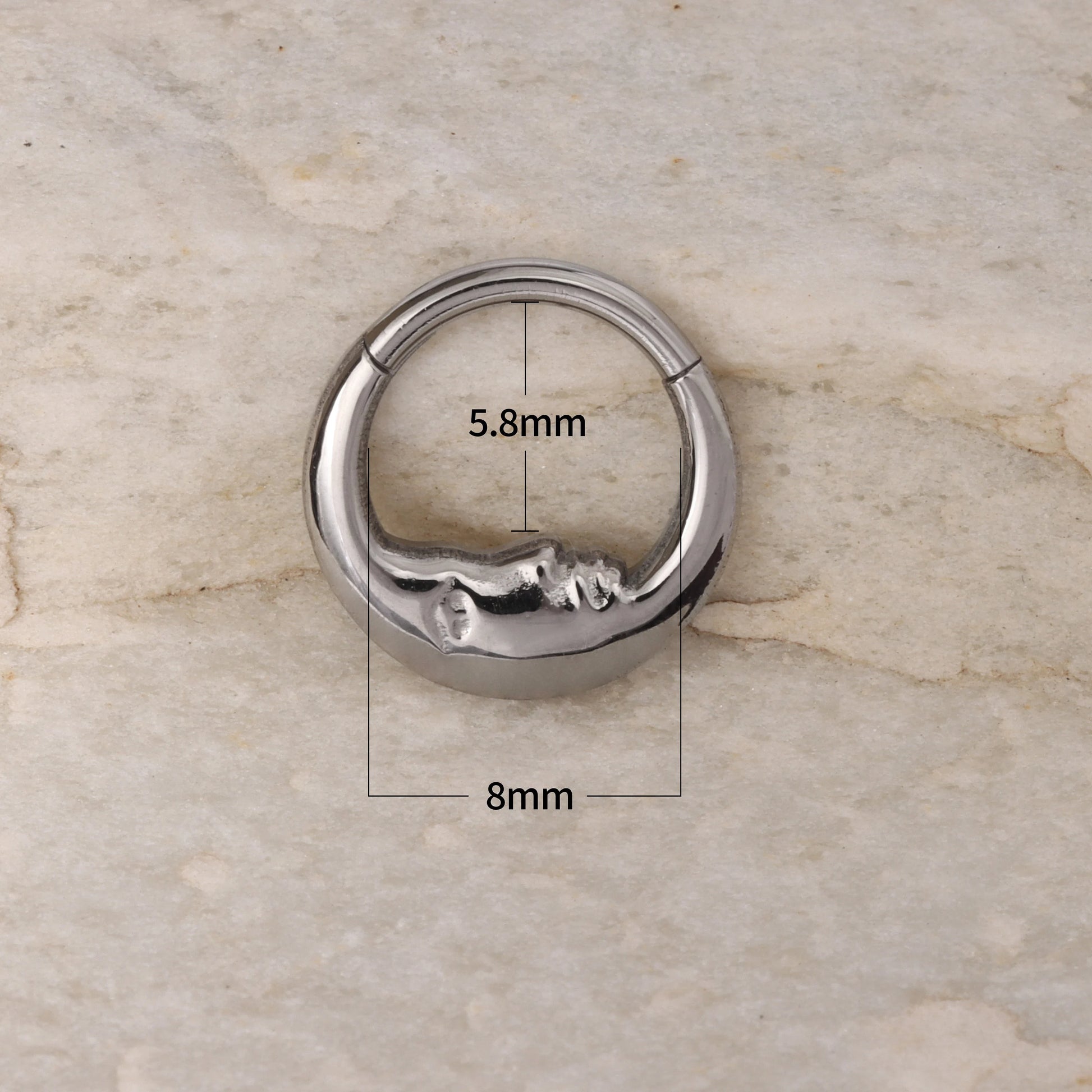 16G F136 Titanium Gold Moon Face Daith Earring/ Daith Piercing Jewelry/ Cartilage Hoop Earring/ Gold Daith Ring/ Septum Hoop/ Steel Daith Miss Vivi Jewelry