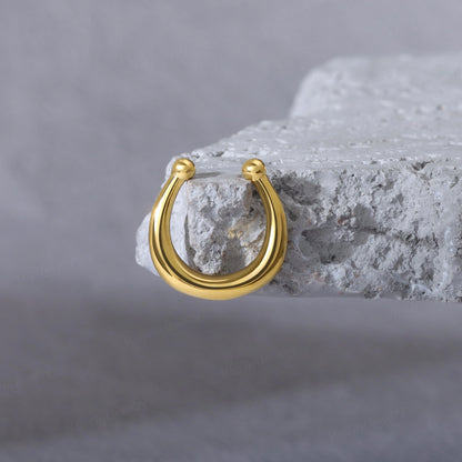 Fake Septum Ring Fit All/ 8mm Chunky Non-Piercing Ring/ Adjustable Septum Hoop/ Clip-on Nose Ring/ Silver Nose Cuff/ Gold Flase Nose Hoop Miss Vivi Jewelry