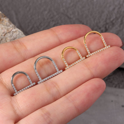 F136 Titanium U-Shape CZ Septum Ring 16G/ Hinged Septum Clicker/ 1.2*8 10 Septum Piercing Ring/ Silver Septum Jewelry/Titanium Piercing Ring Miss Vivi Jewelry