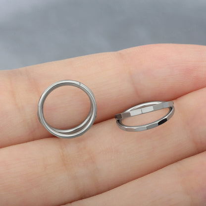 16G Titanium Double Septum Clicker/ Hinged Septum Ring/ 8mm Septum Piercing Hoop/ Helix Earring Hoop/ Cartilage Hoop Earrings/Septum Jewelry Miss Vivi Jewelry