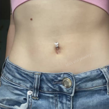 14G S925 Sterling Silver Butterfly Belly Button Clicker| Hinged Curved Belly Bar| Belly Hoop| Navel Ring| Belly Huggie| Belly Clip Ring