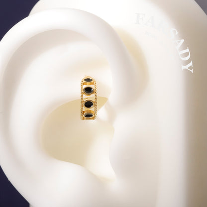 16G Black Enamel S925 Sterling Silver Conch Hoop