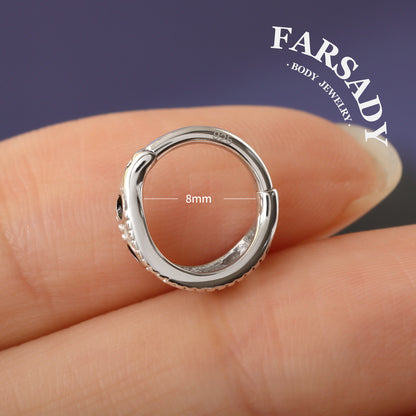 16G Black Enamel S925 Sterling Silver Conch Hoop