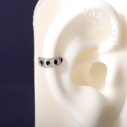 16G Black Enamel S925 Sterling Silver Conch Hoop