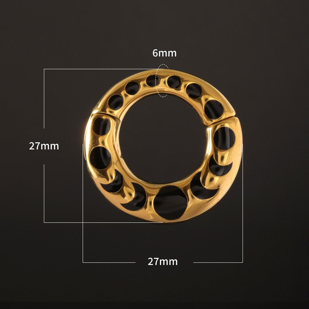 Ear Weight Hanger Moon Phases Stretched Ear/ High Quality 316L Steel Metal Gauges/ Clasp Ear Weight Easy to Use/ Ear Plugs