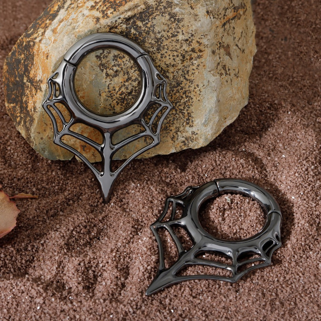 Black Spiderweb Ear Weights Hoop for 5mm Stretched Ear/ 4 Gauges Earring Plugs/ Gauge Weights/ Weights Hanger Heavy with Easy Clasp/ Ear Tunnels