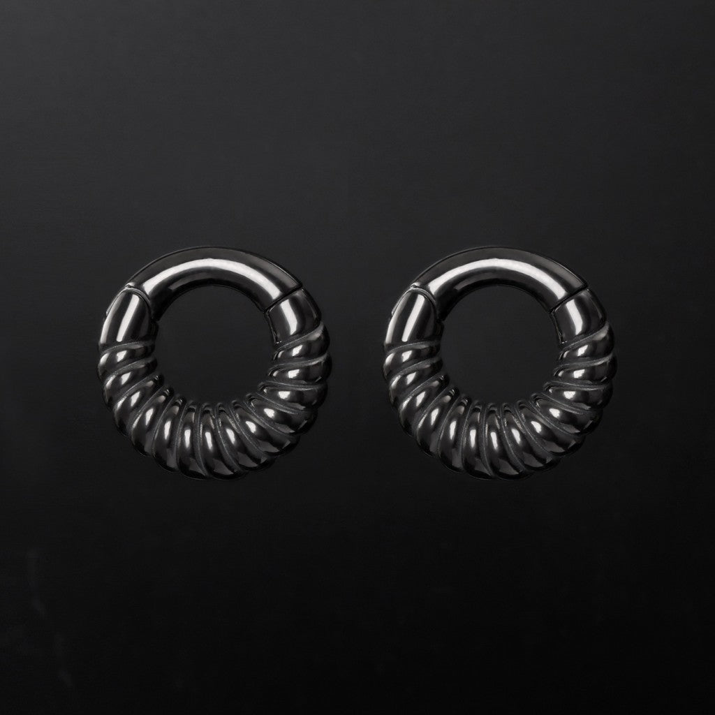 Black Ear Weights Hangers with Easy Clasp/ Ear Hangers for 2 Gauges Stretched Ear/ 6mm Ear Gauge Earrings/ Heavy Gauge Hanger Circle