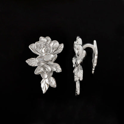 Silvery Rose Ear Weights / High-Quality Ear Hanger/ 00 Gauge Ear Weight Silvery/ Ear Stretched Jewelry/Weighted Dangle 10mm/Lobe Weights Steel