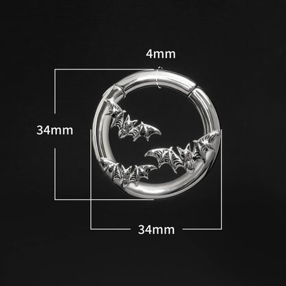 Silvery Bat Ear Weights Hanger with Easy Clasp/ Heavy Earrings for Stretchered Ear/ Steel Ear Gauges/ Silvery Ear Plugs/ 6G Weight Hangers
